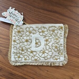 Beaded Floral Pouch with Fringe